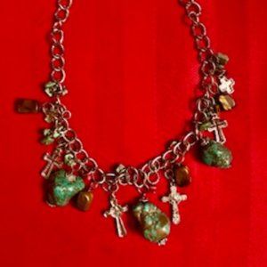 Southwestern Cross Necklace, Western Toggle Necklace 17" VTG- EUC